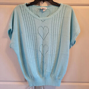 Vintage Rhapsody Baby Blue Heart Knit Top